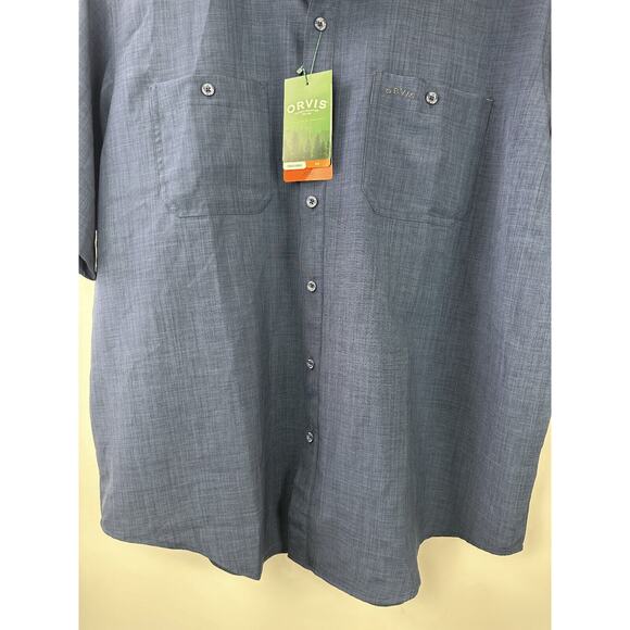NWT Orvis Cross Hatch Short Sleeve Button Up Tech Shirt UPF Blue Men's Size XXL - Picture 5 of 11
